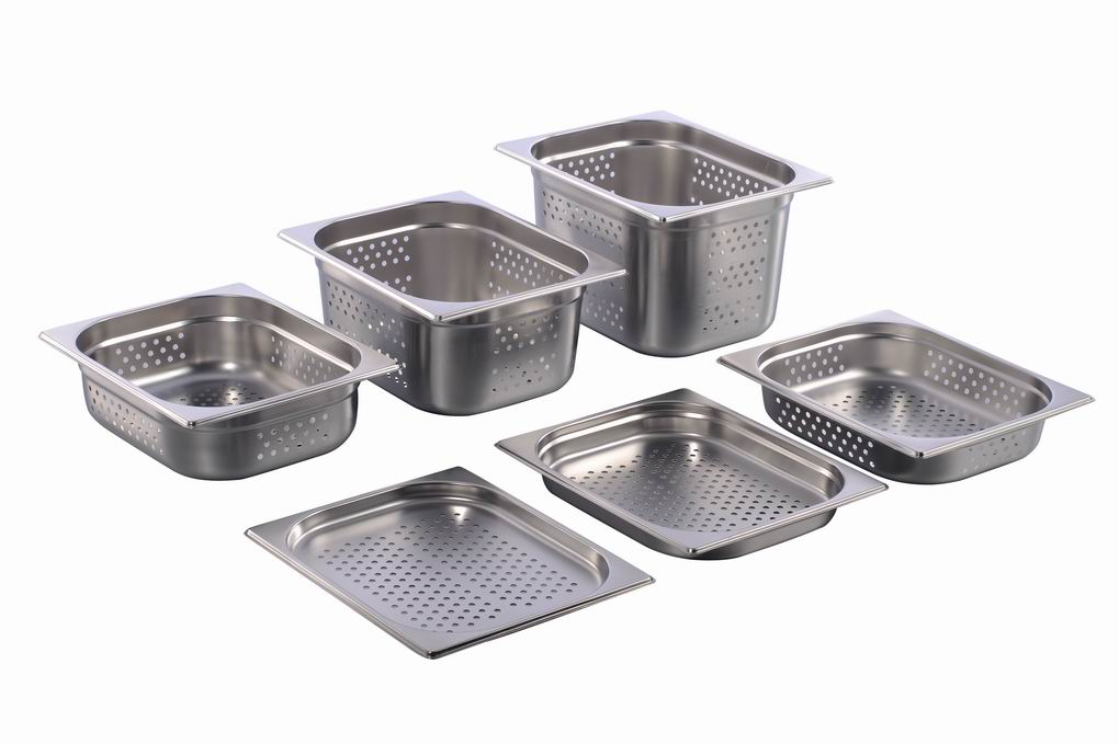 Bac Gastronorm inox perforé 18/8 GN 2/1 65mmh